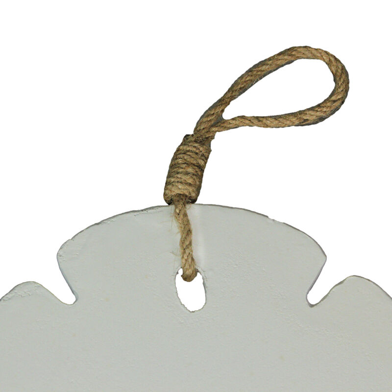 Set of 2 Wooden Sand Dollar Wall Hangings &ndash; Coastal Blue and White Decorations image number 4