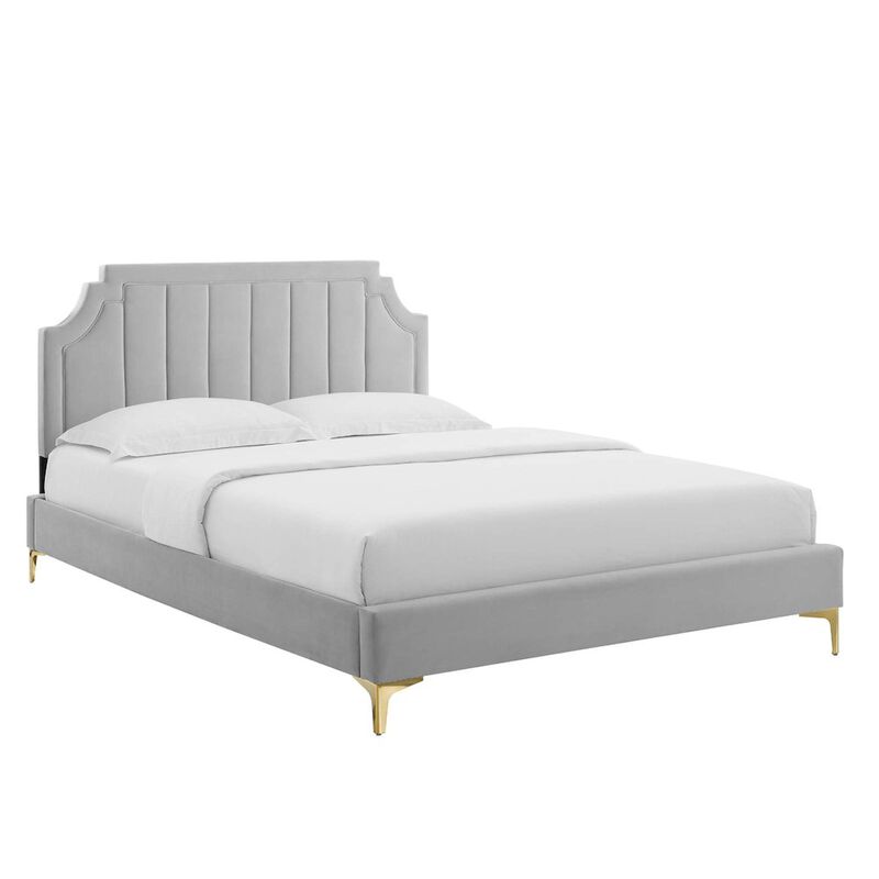 Sienna Performance Velvet Full Platform Bed image number 0