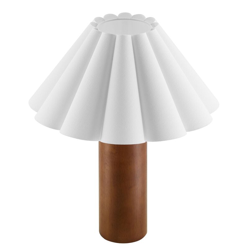 Modway Flora Table Lamp with Pleated Petal Lampshade in Walnut image number 8