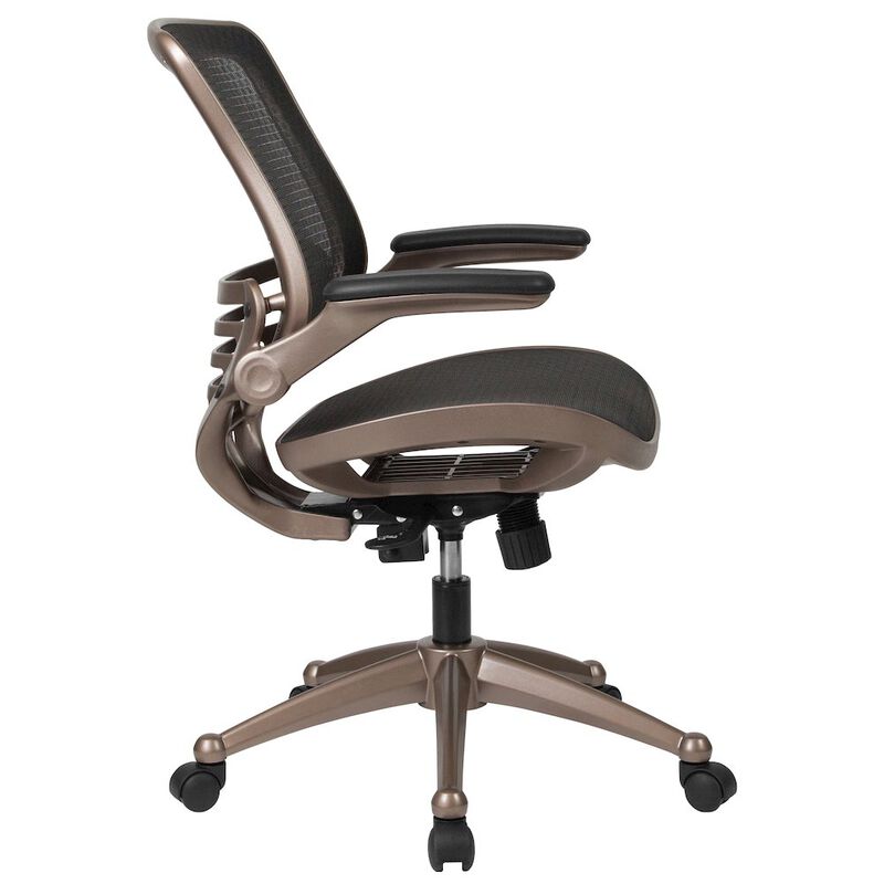 Flash Furniture Mid-Back Black Mesh Executive Swivel Office Chair with Melrose Gold Frame image number 5