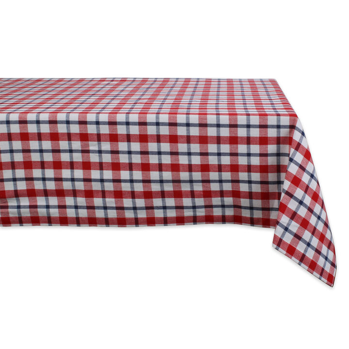 60" x 84" Red and White Classic Plaid Table Cloth