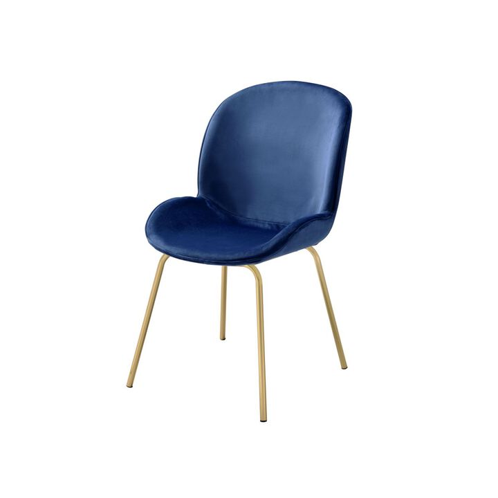 Chuchip Side Chair (Set-2) in Blue Velvet & Gold