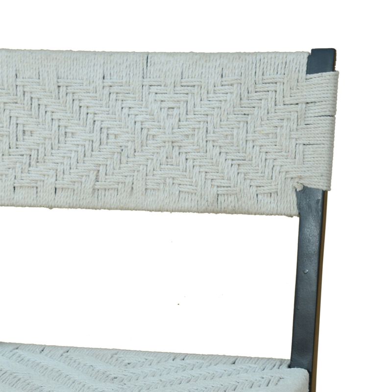 Cero 29 Inch Barstool Chair Set of 2, Wood, Cotton Woven, Black, Gray - Benzara