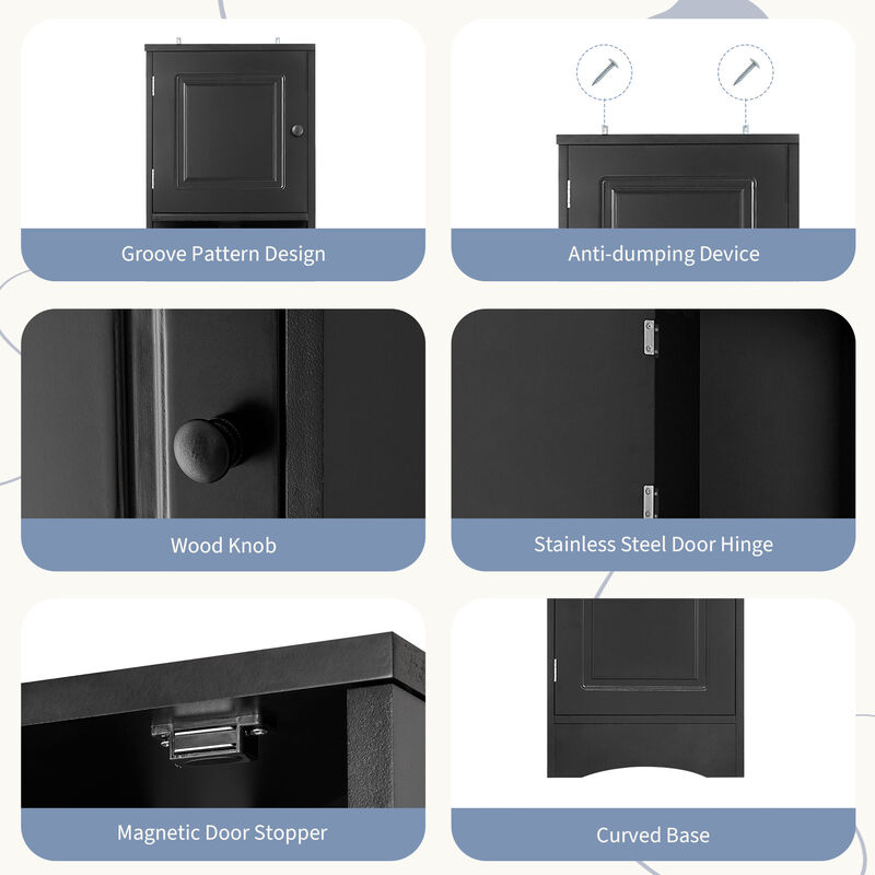 Whisen Multi-Functional Verticle Corner Cabinet, Tall Bathroom Storage Cabinet with Two Doors and Adjustable Shelves image number 2