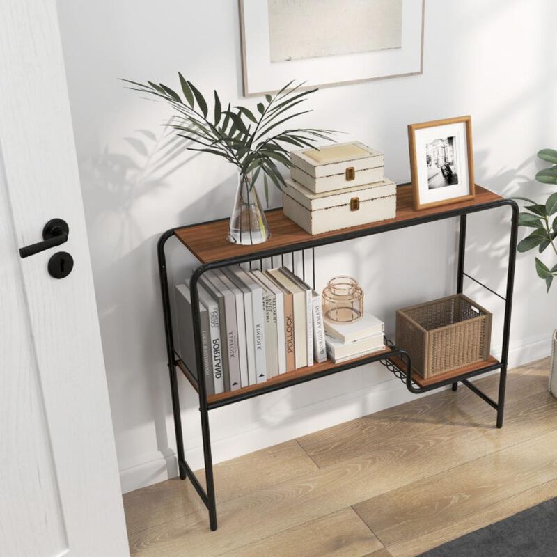 Hivvago Console Table with Storage Shelf and Metal Frame for Living Room