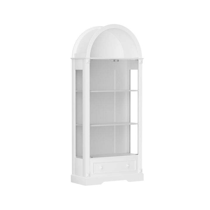 Kinhel 70.9" tall arched glass doors display cabinet