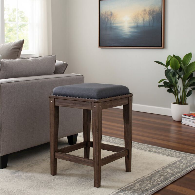 Starlight Canyon Home Brown Upholstered Console Stool, Solid Wood, Ideal for Vanity Desk
