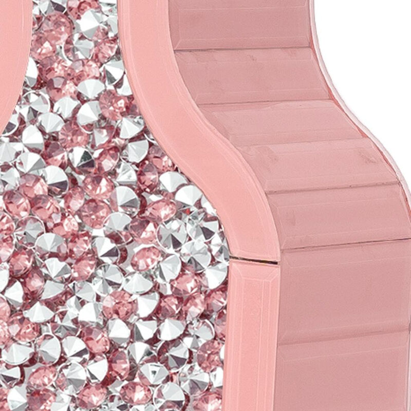 HomeRoots 27" Pink Mirrored Glass Floor Vase With Faux Crystals image number 2