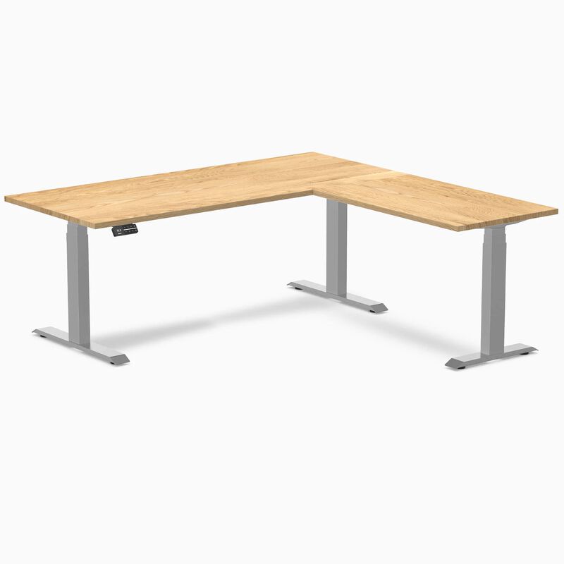Desky Hardwood L-Shape Sit Stand Desk image number 0