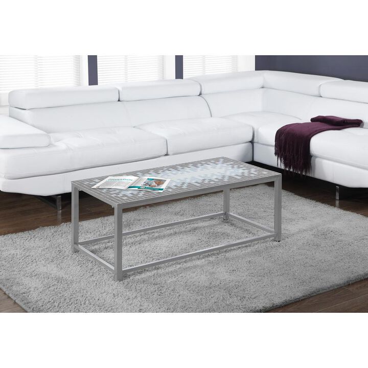 Coffee Table, Accent, Cocktail, Rectangular, Living Room, 42 L, Blue Tile