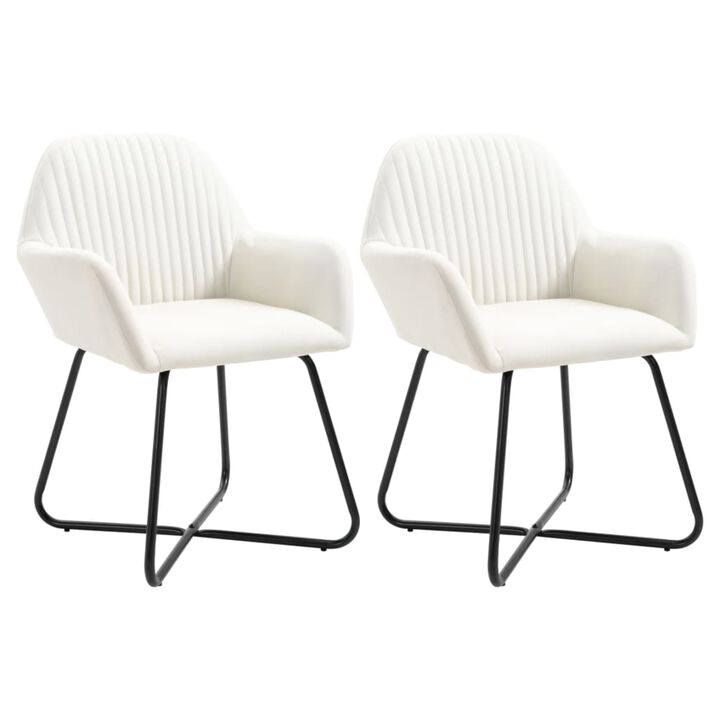 vidaXL Dining Chairs 2 pcs Cream Fabric