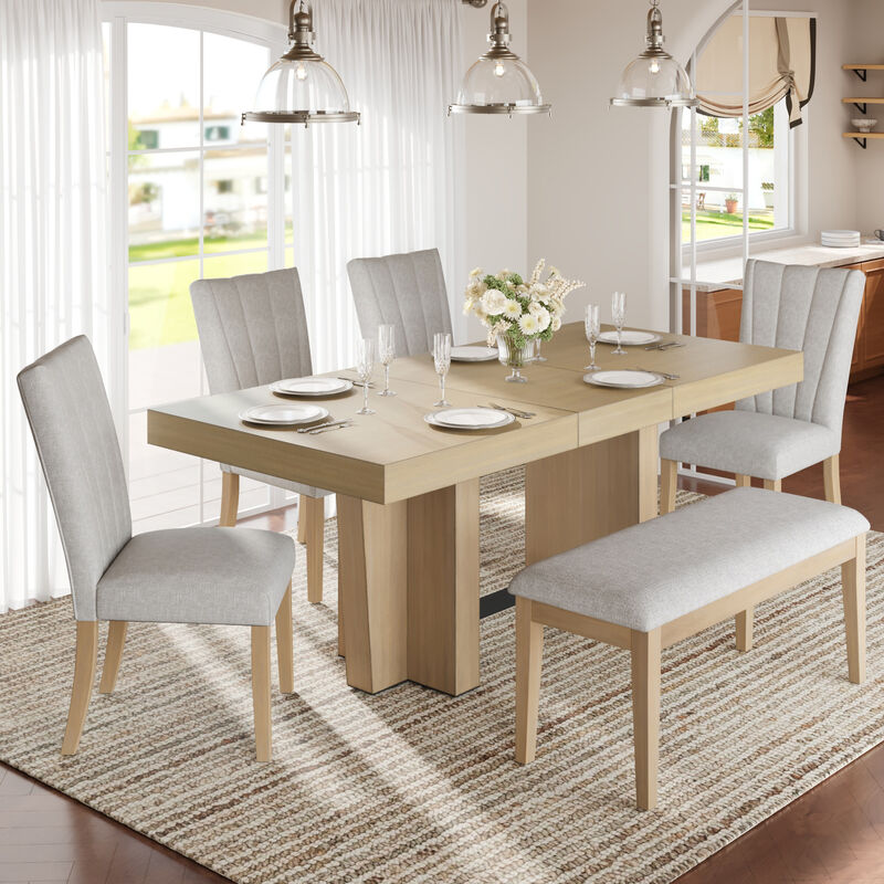 Merax Extendable Wood Dining Table Set for 6