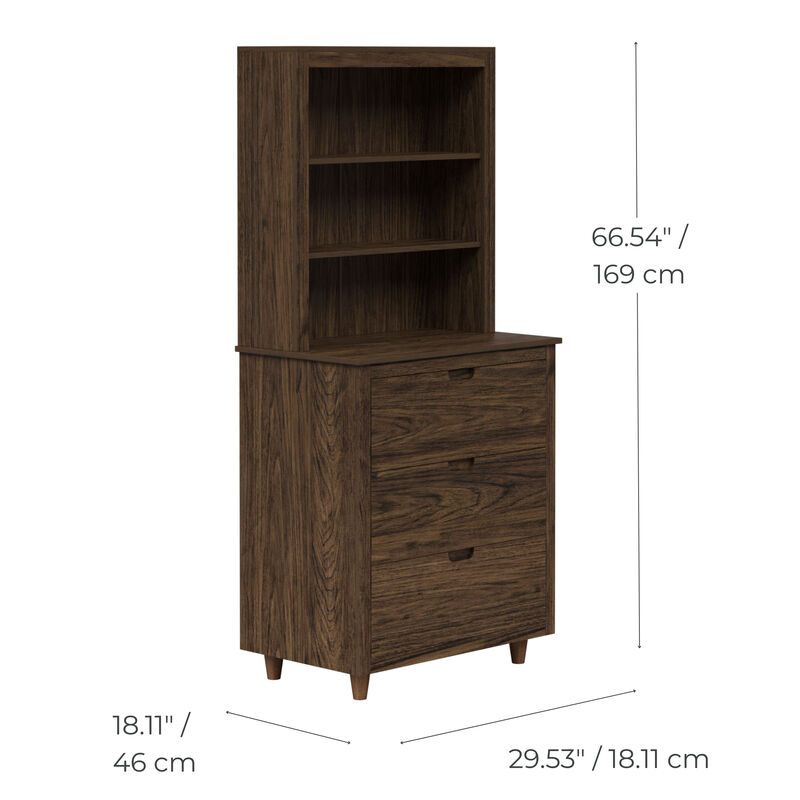 Teamson Home Ellery Freestanding Hutch Cabinet with Open Shelves & Drawers, Walnut image number 2
