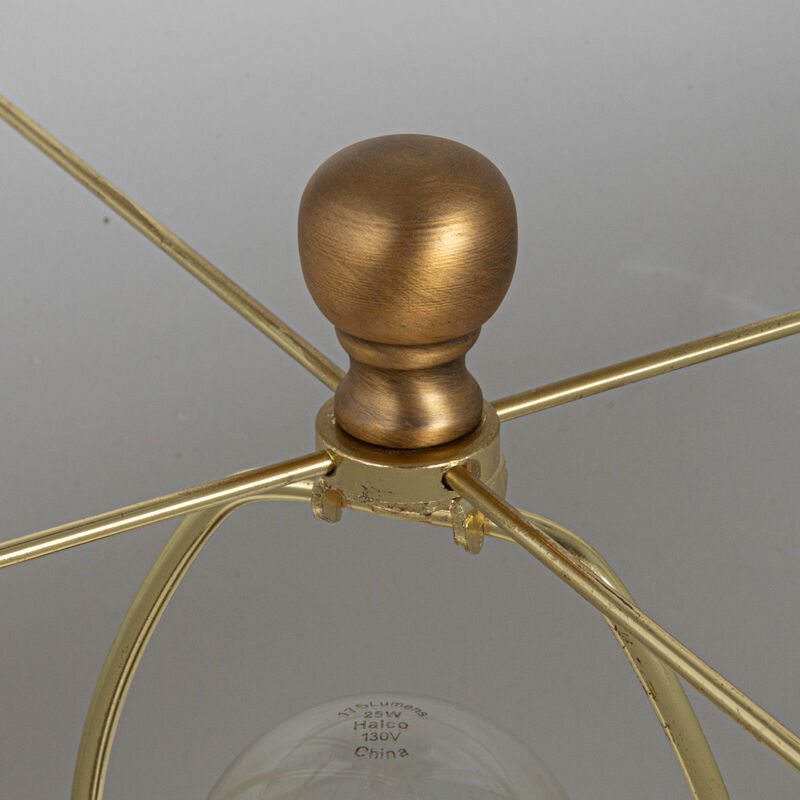 Stoneware Globe Table Lamp with Cream Crackle Glaze and Natural Linen Shade image number 6