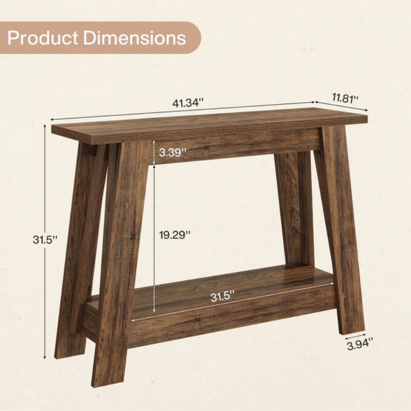 2-Tier Farmhouse Entryway Console Table with Storage Shelf image number 2