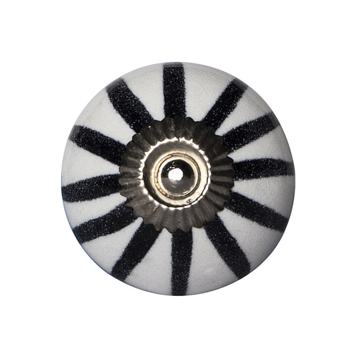 HomeRoots Set of Eight Black And White Ceramic And Metal Drawer Pull Knobs
