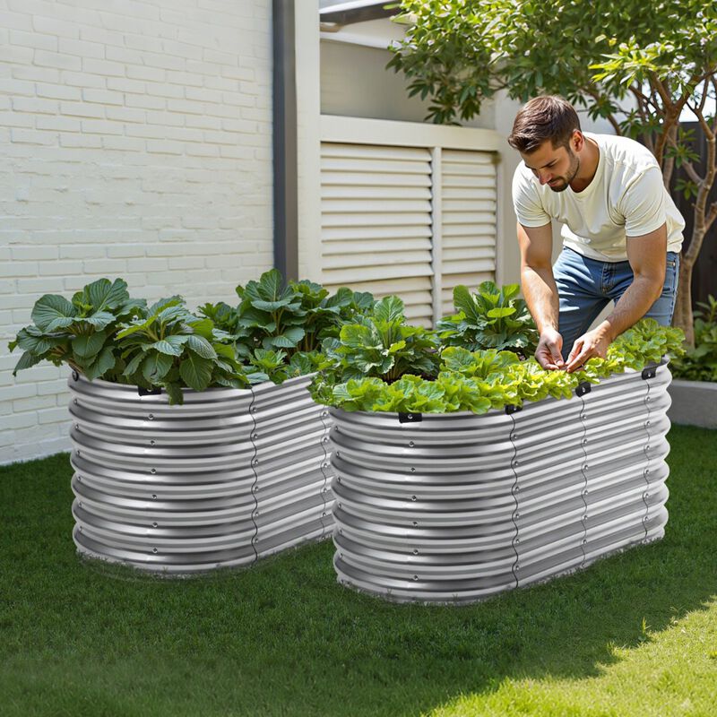Galvanized Metal Raised Garden Bed for Outdoor Planting of Vegetables or Flowers