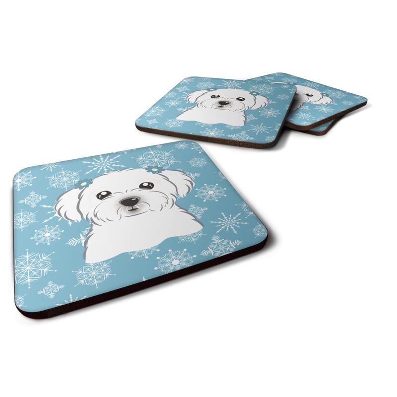 Caroline's Treasures BB1642FC Snowflake Maltese Foam Coasters (Set of 4), 3.5, Multicolor