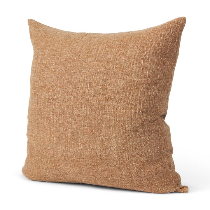 HomeRoots 22" Rust Linen Throw Pillow Cover with Texture