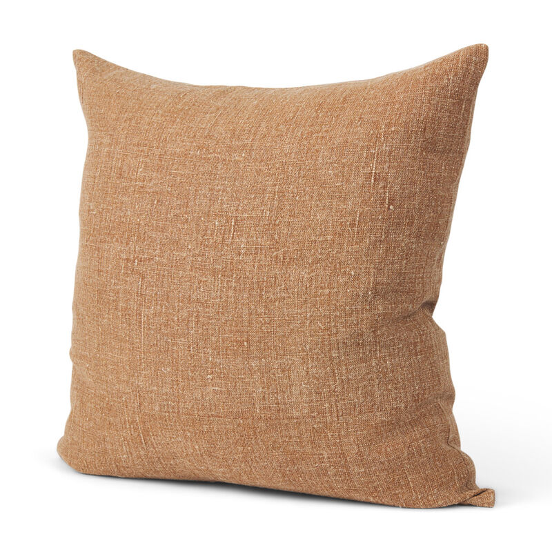 HomeRoots 22" Rust Linen Throw Pillow Cover with Texture image number 0