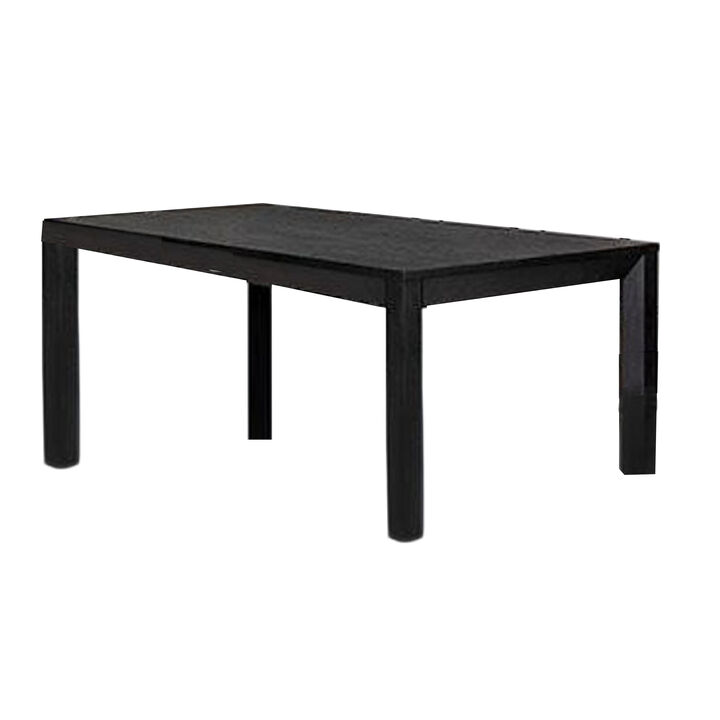 Kizie Dining Table, 94-118 Inch Extendable, Weathered Black Rubberwood - Benzara
