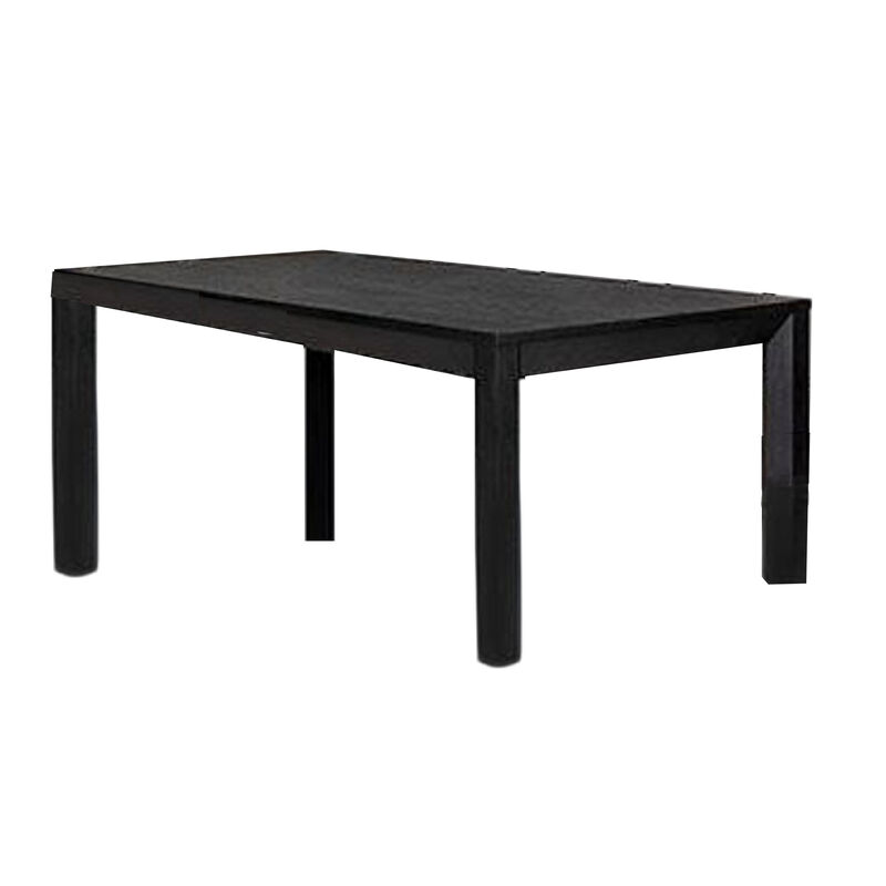 Kizie Dining Table, 94-118 Inch Extendable, Weathered Black Rubberwood - Benzara