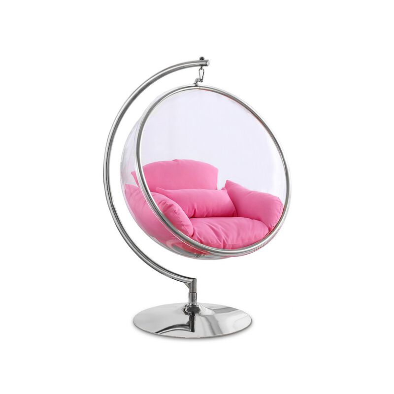 Meridian Furniture Luna Pink Durable Fabric Acrylic Swing Chair