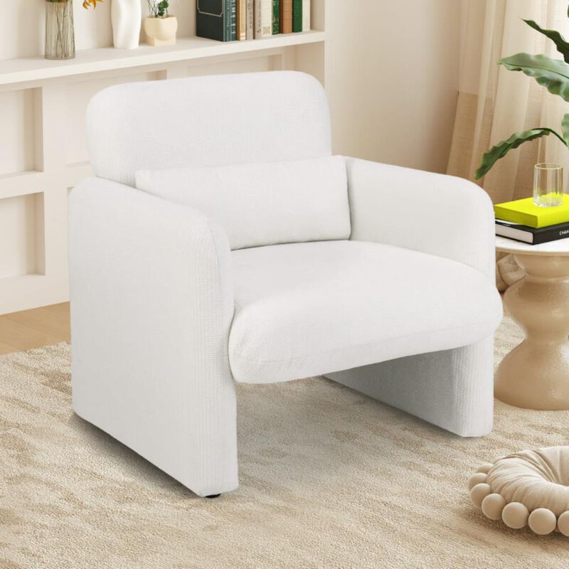 Hivvago Modern Upholstered Chenille Accent Chair with Removable Lumbar Pillow