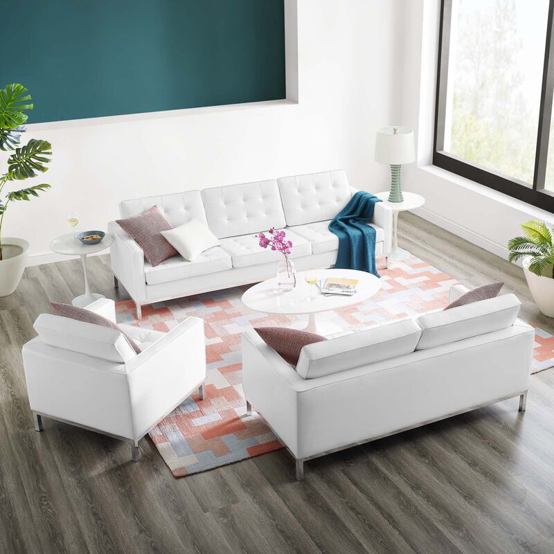 Loft Tufted Upholstered Faux Leather 3 Piece Set image number 1