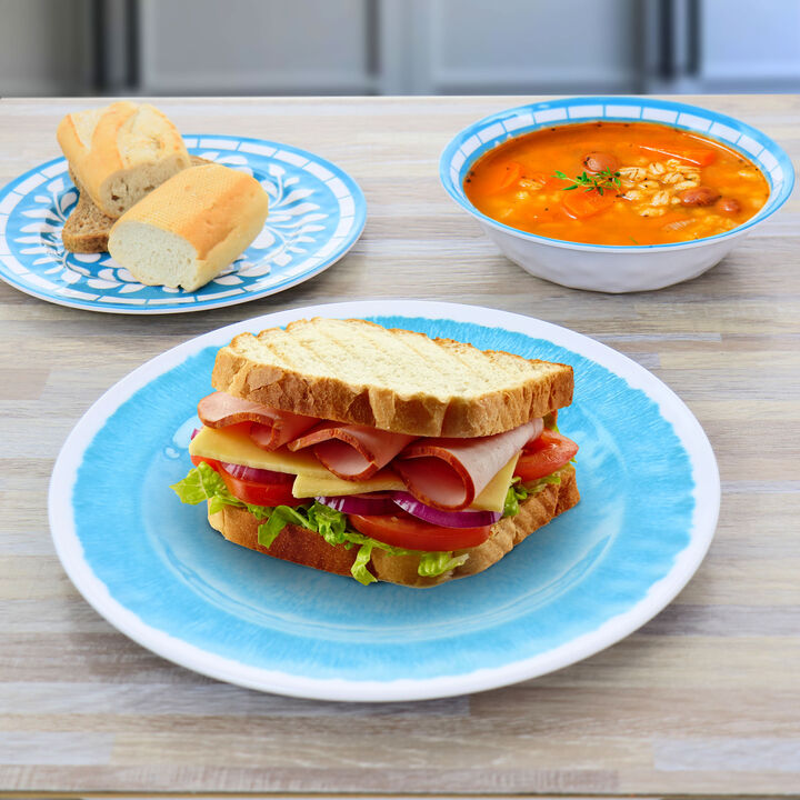 Elama Telly 12 Piece Melamine Dinnerware Set in Teal