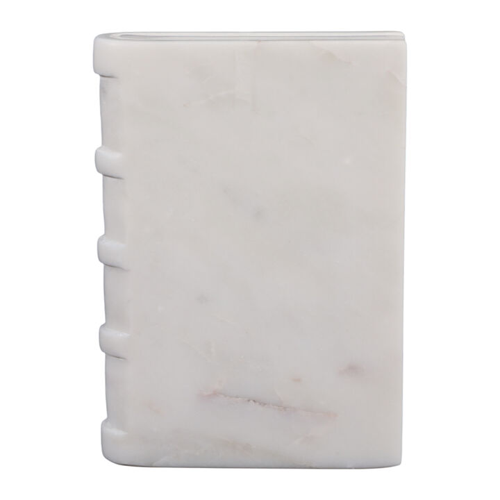7x5" Marble Book Object, White