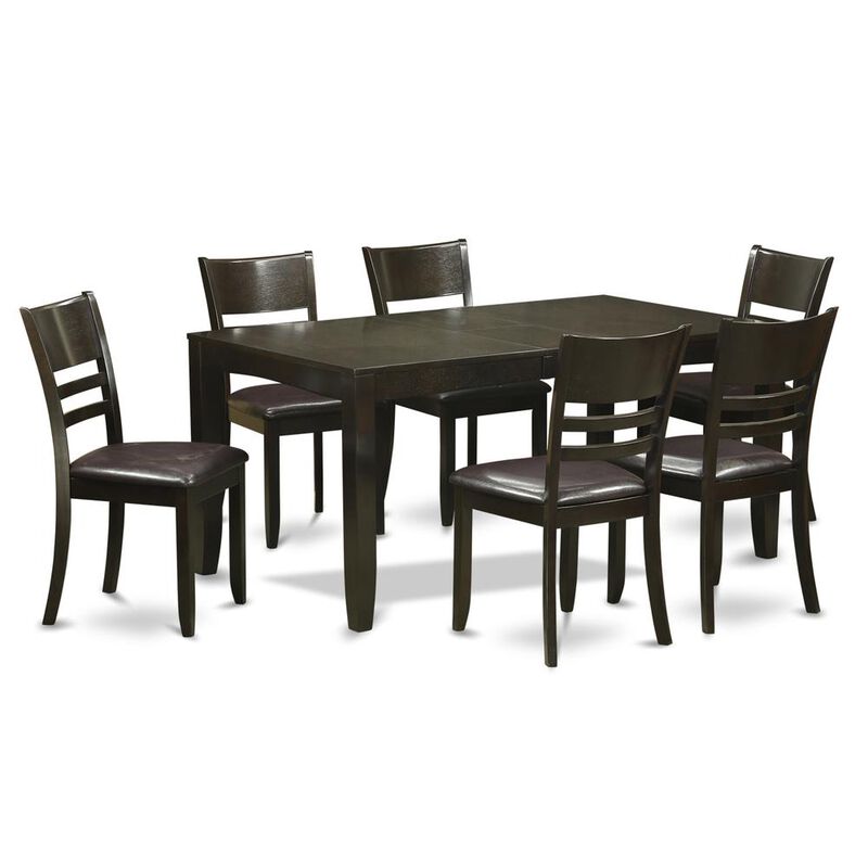 7 PC Dining room set-Dining Table with Leaf and 6 Dining Chairs