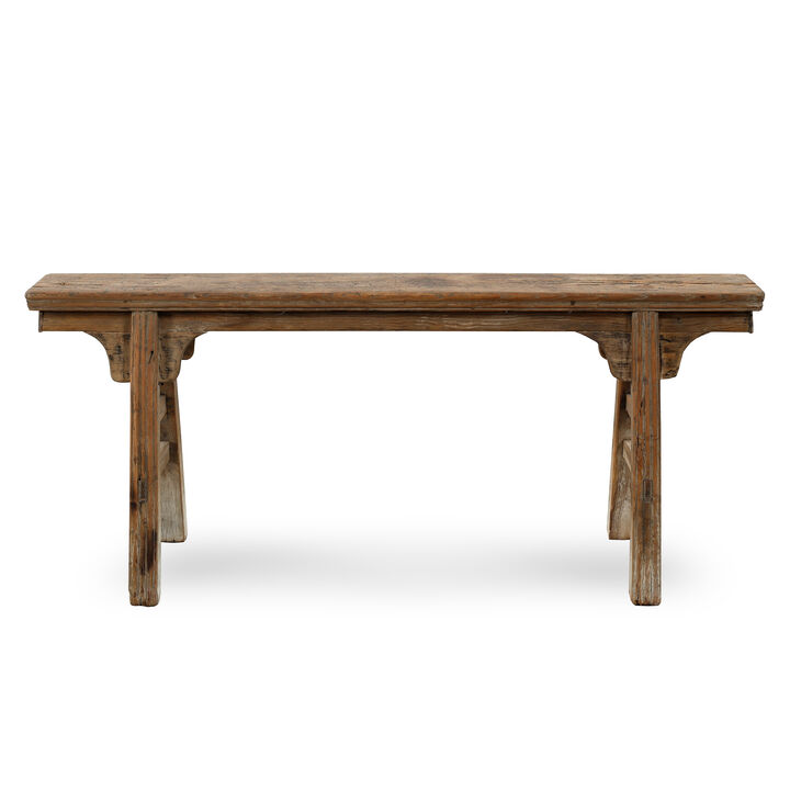 Vintage Solid Wood Accent Bench in Weathered Natural