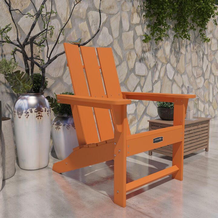 Mondawe Ergonomic Outdoor Adirondack Chair with 3 Back Panel Wide Armrests and Robust PS Material