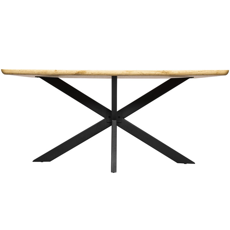LeisureMod Ravenna 63" Rectangular Wood Dining Table With Modern Metal Base
