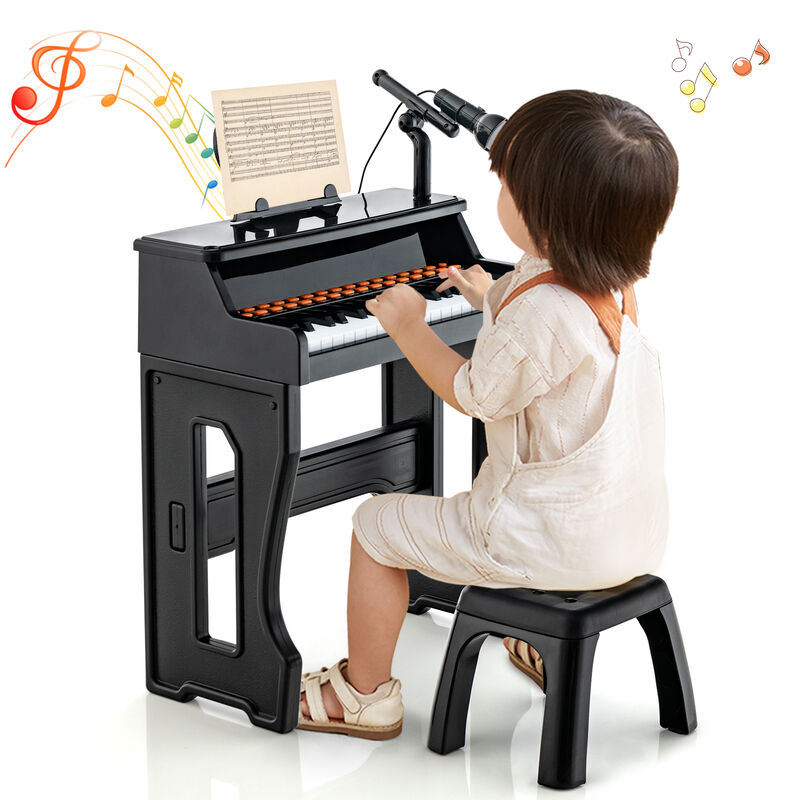 Kids 37-Key Piano with Microphone and Detachable Music Stand for Learning image number 8