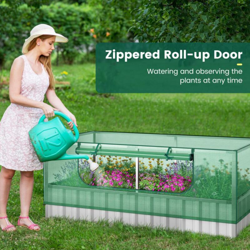Hivvago Galvanized Raised Garden Bed with Greenhouse Cover