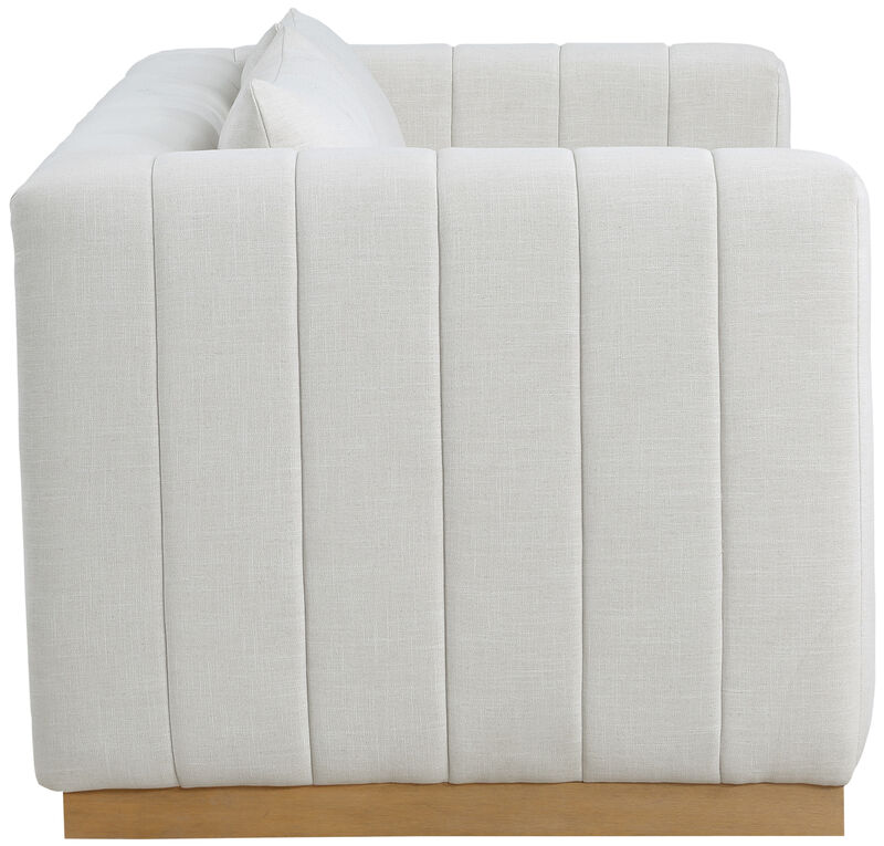 Meridian Furniture Lucia Cream Linen Textured Fabric Loveseat