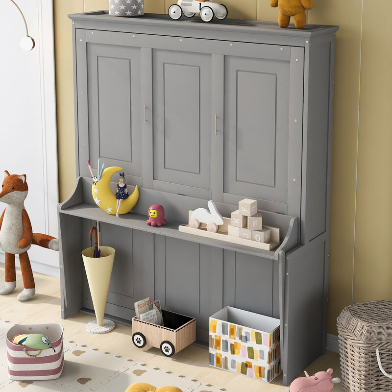 Merax Murphy Bed with a Shelf Cabinet Bed