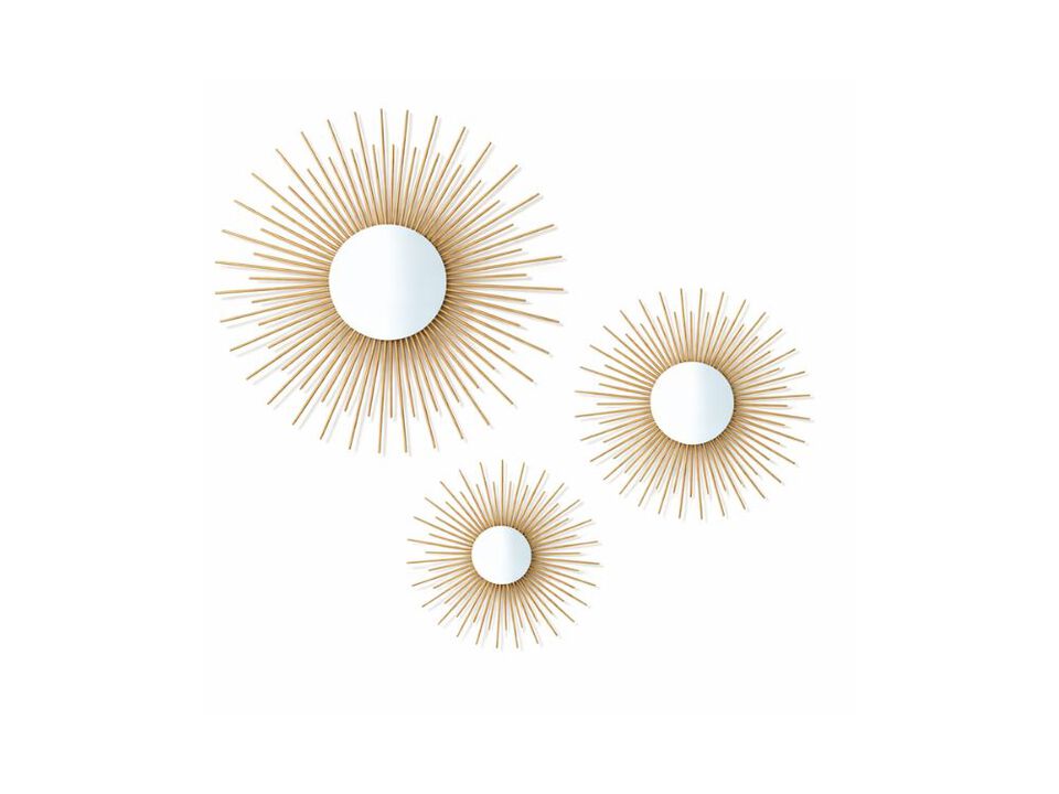Gold Metal Wall Decor Set of 3 Modern Art for Bedroom Living Room Home