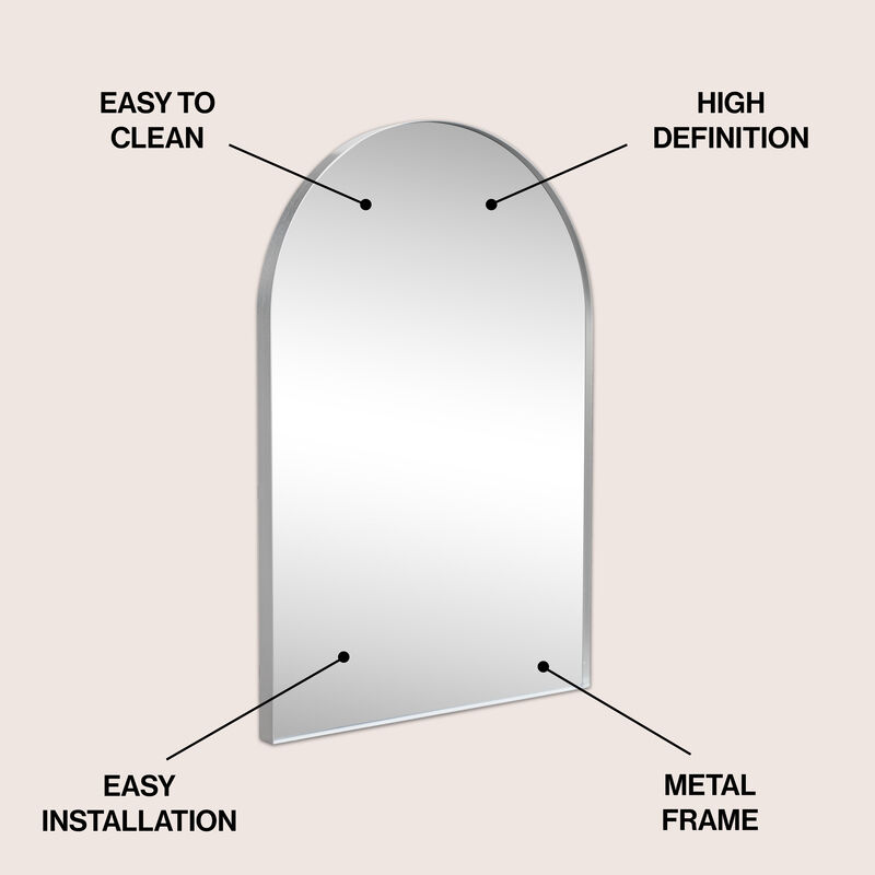 Elodie Medium Arched Metal Framed Wall Mounted Mirror image number 2