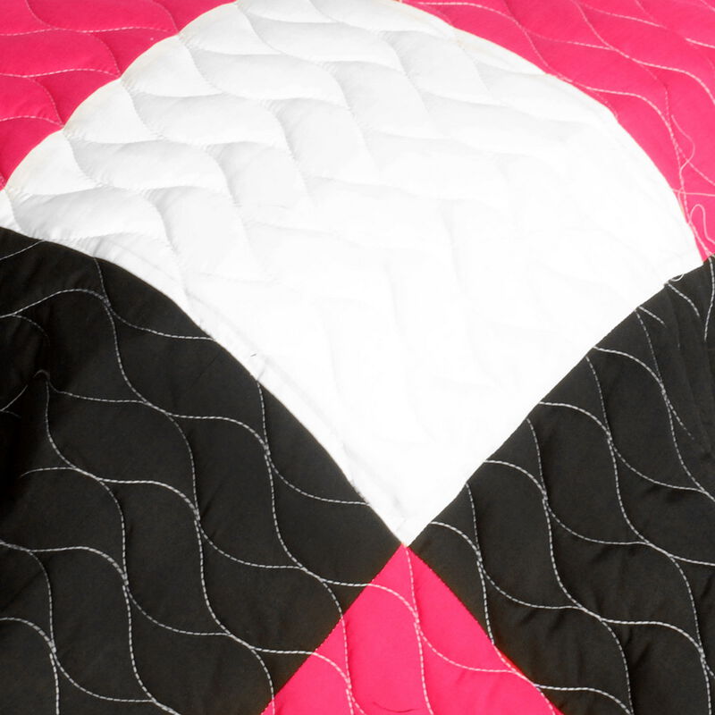 Vermicelli Quilted Patchwork Bedding Set Queen Size Afterglow Decorative Design image number 2