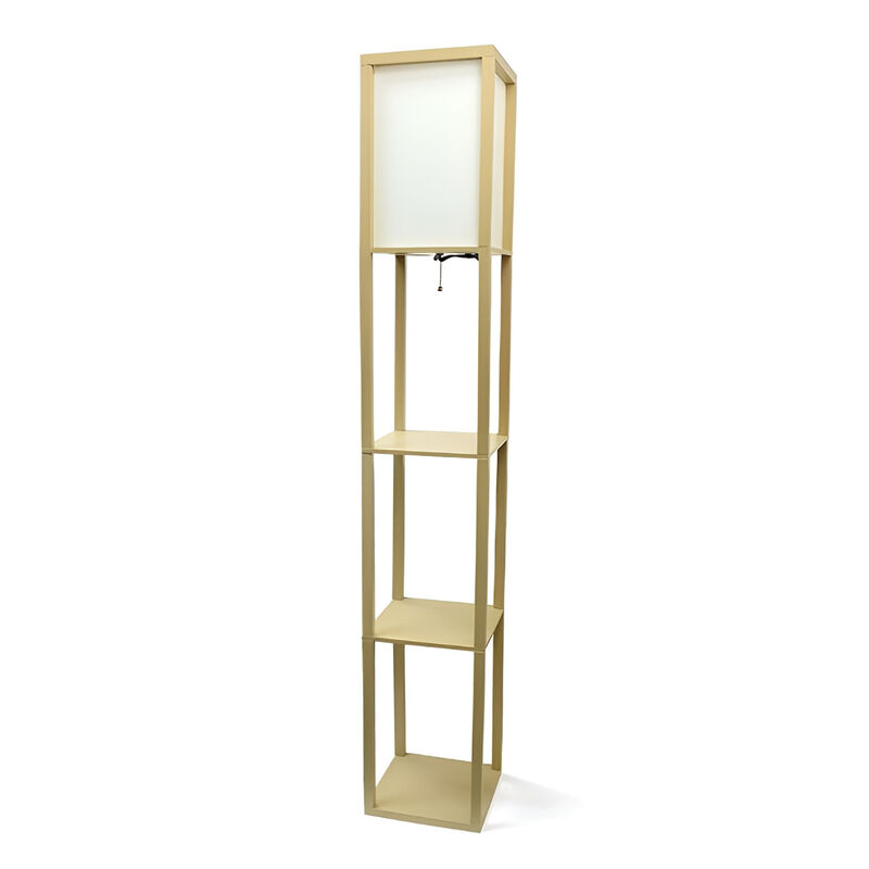 Oriental-Inspired Standing Floor Lamp with Tan Shade for Home Décor