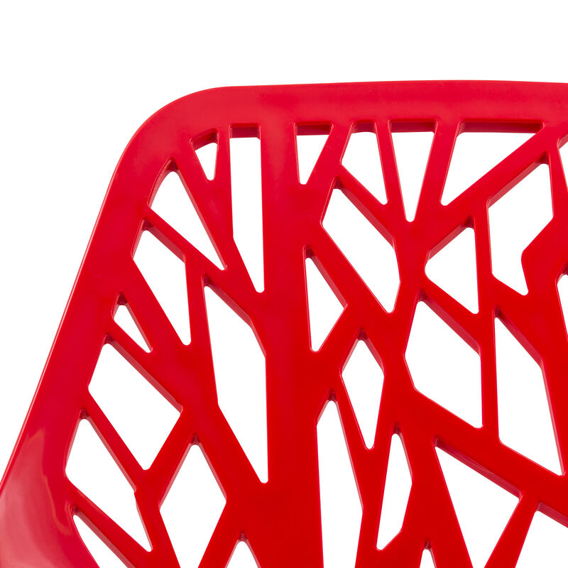 LeisureMod Asbury Dining Stackable Chair in Polypropylene Seat and Chrome Legs Set of 4