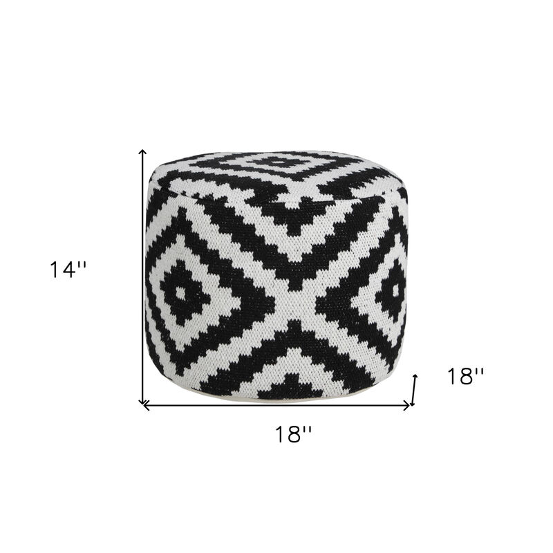 Hivvago 18 Inch Black Cylinder Geometric Pouf Ottoman