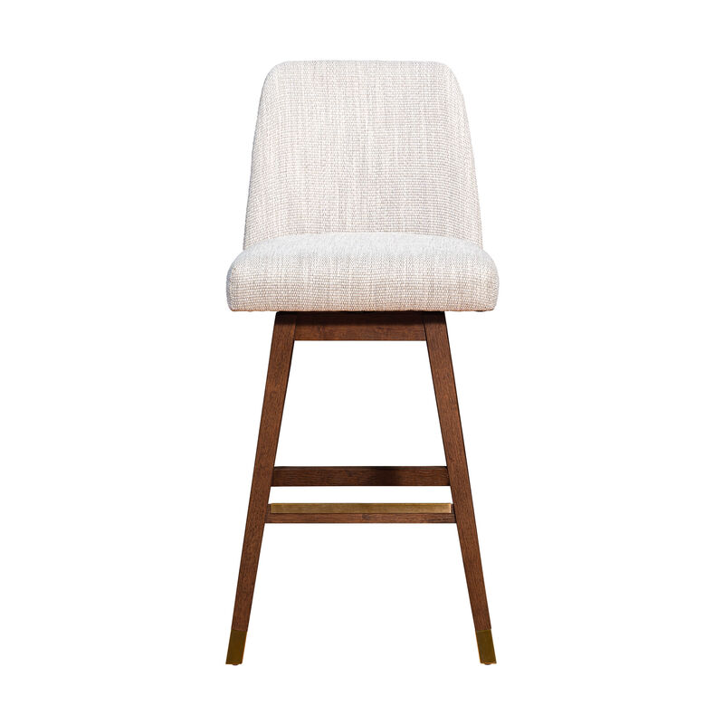 HomeRoots Beige and Brown Solid Wood Bar Height Swivel Bar Chair image number 0
