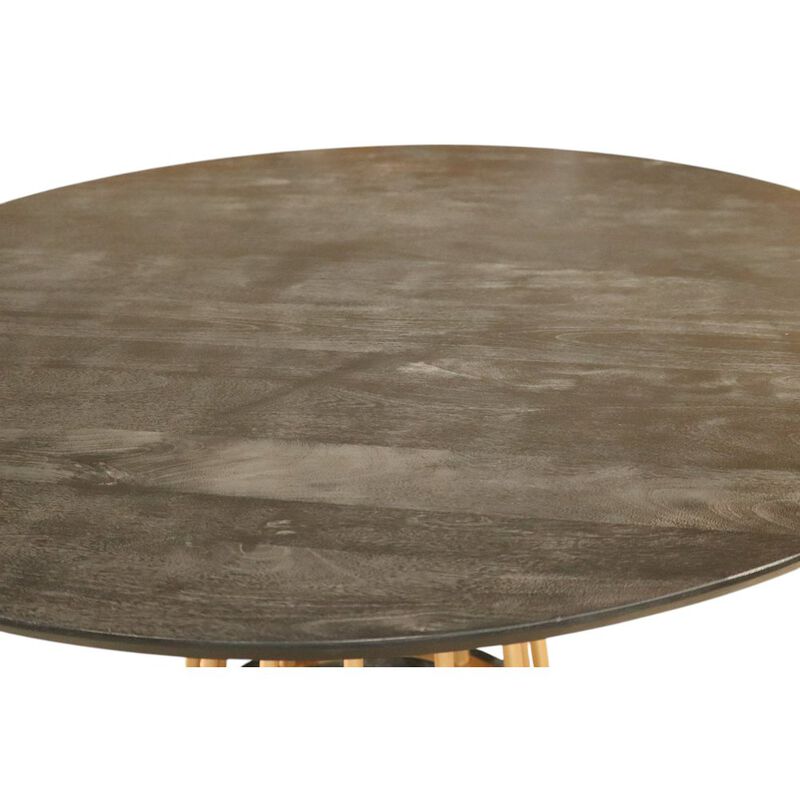 Modrest Cotopaxi - Modern Charcoal + Brass Round Dining Table
