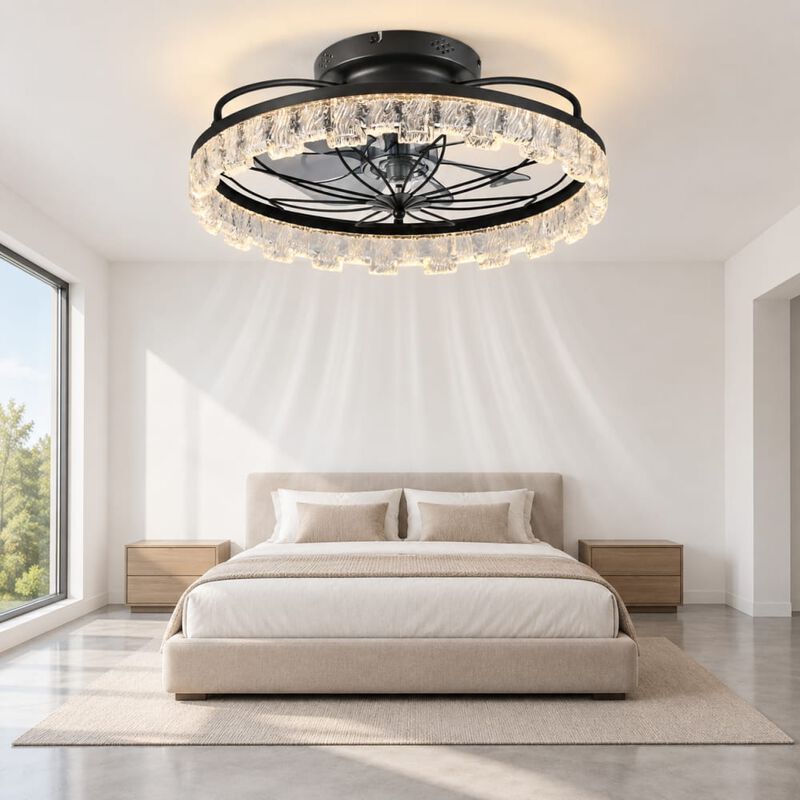 ELEMENT ACE Rustic Farmhouse Flower Caged Ceiling Fan with LED Light and Remote Control, Low Profile Ceiling Fan for Bedroom Kitchen Living Room image number 3