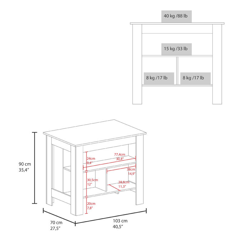 Kitchen Island Ada, Kitchen, Taupe / White image number 2