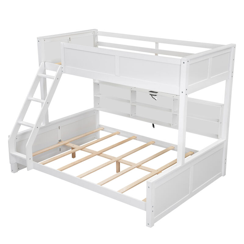 Merax Twin XL over Queen Bunk Bed with Storage Cabinets and USB Ports
